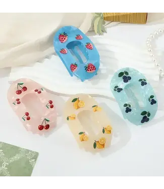 SoapElenGlen Vibrant Fruit Print Oval Hair Claw Clip