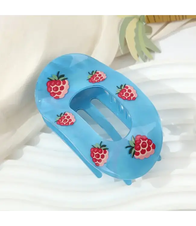Vibrant Fruit Print Oval Hair Claw Clip