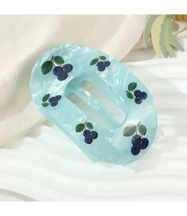 Vibrant Fruit Print Oval Hair Claw Clip