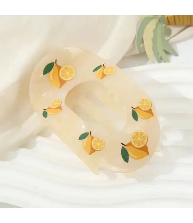 Vibrant Fruit Print Oval Hair Claw Clip