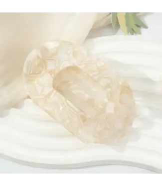 SoapElenGlen Marble Textured Oval Hair Claw Clip | Beige