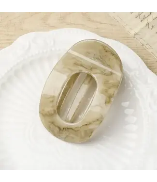 SoapElenGlen Marbled Oval Hair Claw Clip | Khaki