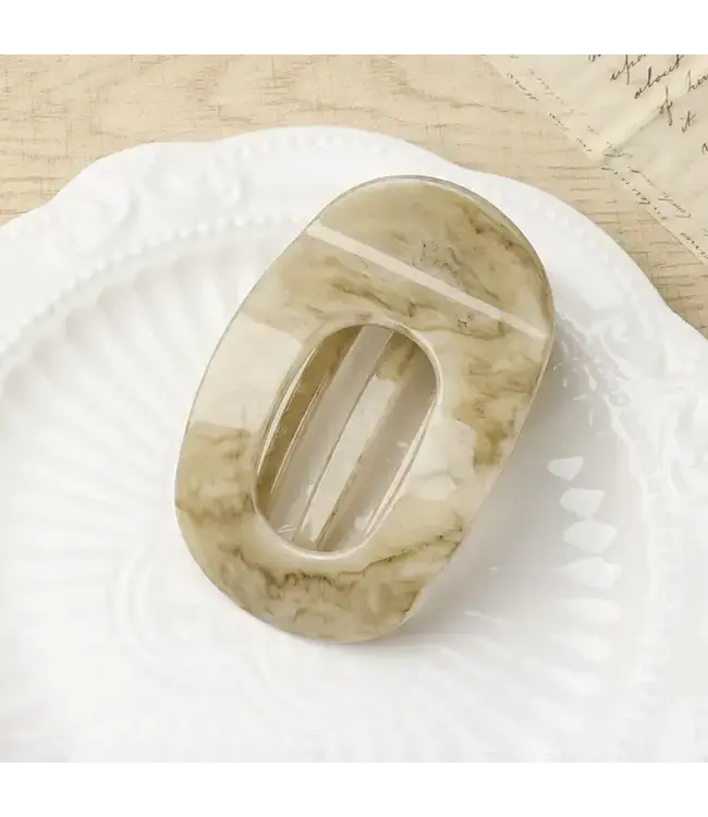 Marbled Oval Hair Claw Clip | Khaki