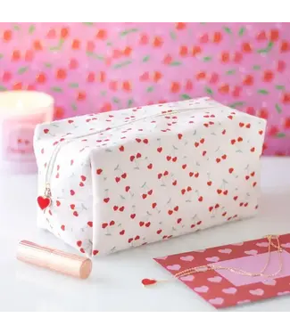 Something Different Wholesale Heart Cherry Print Makeup Bag