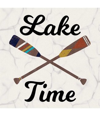 Carson Home & Gift Coaster 4" Sq Lake Time Oars
