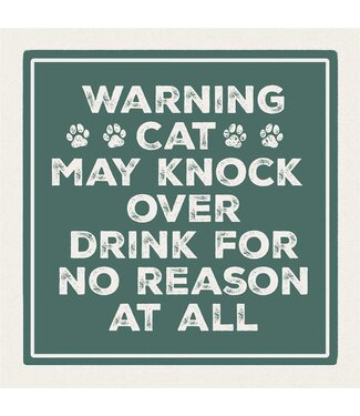 Carson Home & Gift Coaster 4" Sq Warning Cat