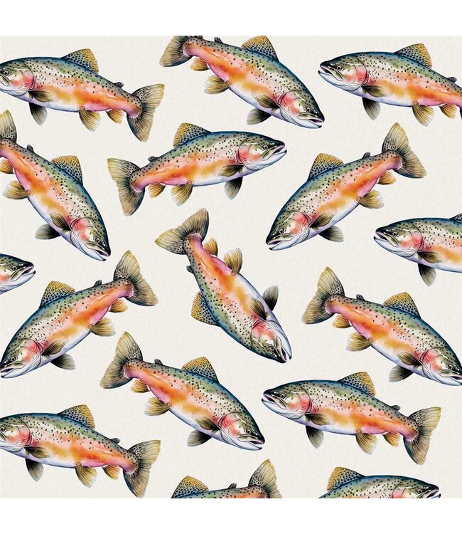 Coaster 4" Sq Fish Scattered