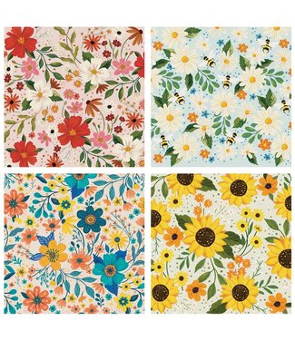 Carson Home & Gift Coaster 4" Sq Assorted Flower