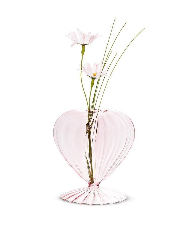 Optic Heart Pedestal Vase - Pink