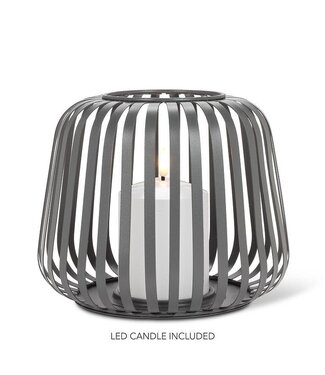Abbott Collection Small Cage Lantern with LED Candle - Grey