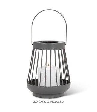 Abbott Collection Spoke Lantern with LED Candle - Grey