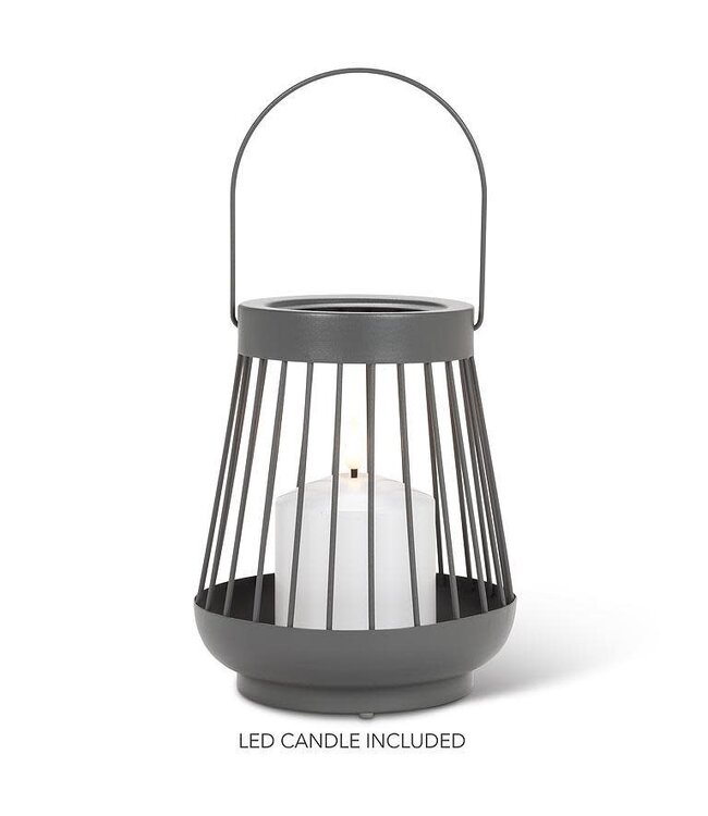 Spoke Lantern with LED Candle - Grey