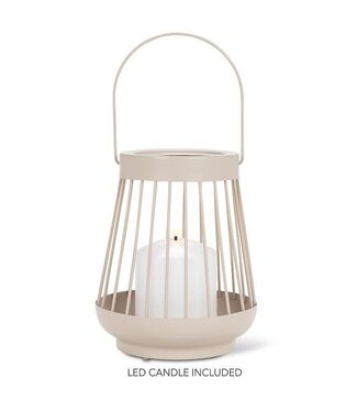 Abbott Collection Spoke Lantern with LED Candle - Sand