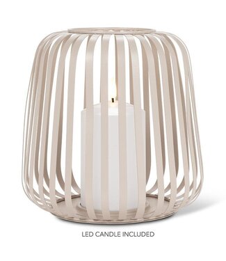 Abbott Collection Large Cage Lantern with LED Candle - Sand
