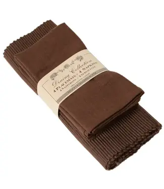 Accent Linen Placemats 4 + 4 Napkins Set - Chocolate