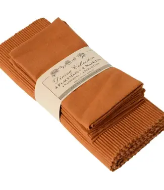 Accent Linen Placemats 4 + 4 Napkins Set - Rust