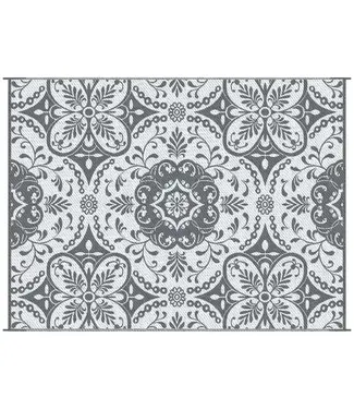 39F INC CANADA 9'x12' Reversible Outdoor Rug with Carry Bag, Gray & White