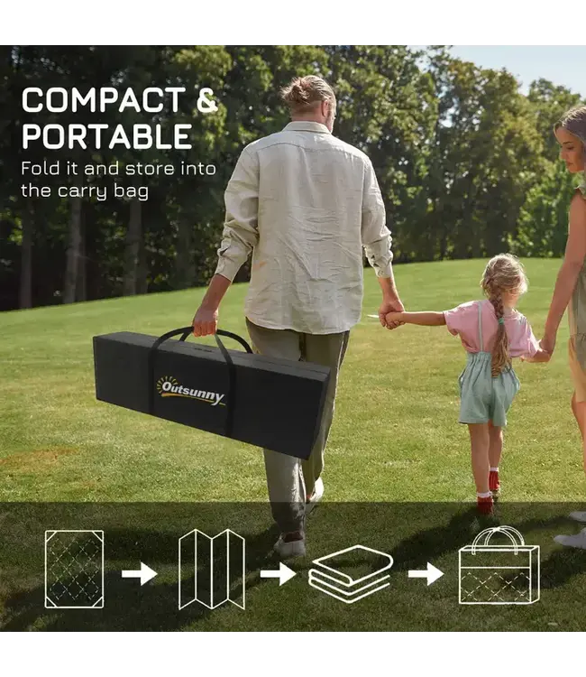 9'x12' Reversible Outdoor Rug with Carry Bag, Gray & White