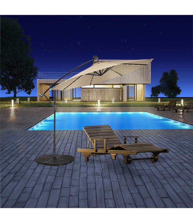 10' LED Offset Umbrella - Linen (Beige)