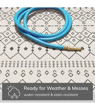 Well Woven Nord Moroccan Tribal Indoor Outdoor Ivory Flatweave Rug 3'11" Round