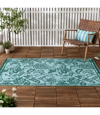 Riva Home Anemone Woven Jacquard Outdoor Rug Teal/Mineral