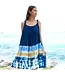 Beach Stripe & Tie Dye Short Tiered Dress in Navy