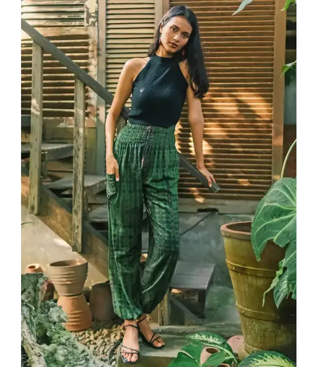 Bone Tie Dye Bali Pants - Green