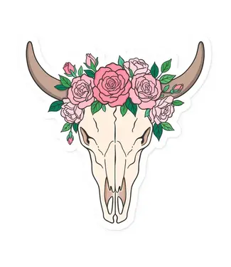 The Retail Supply Pink Rose Longhorn Vinyl Sticker