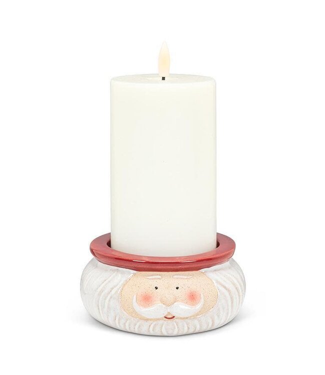 Large Santa Face Pillar Holder