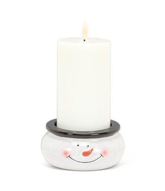 Abbott Collection Large Snowman Face Pillar Holder
