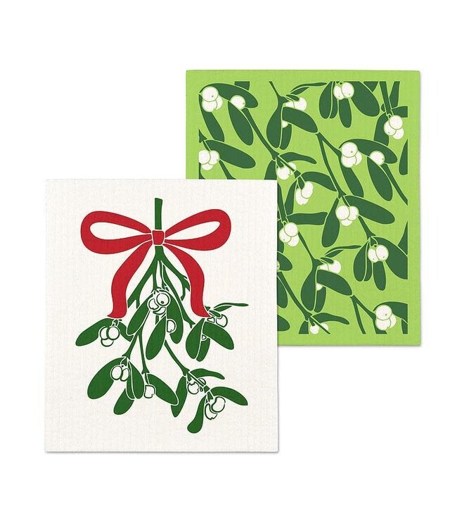 Mistletoe & Bow Dishcloths. Set of 2
