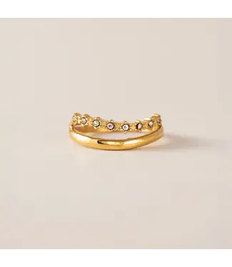 Lover's Tempo Saturn Double Ring - Gold - size 6