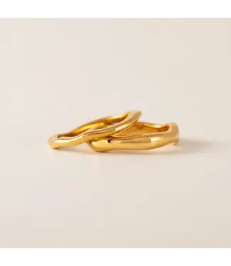 Lover's Tempo Coral Ring Set - Gold - size 6
