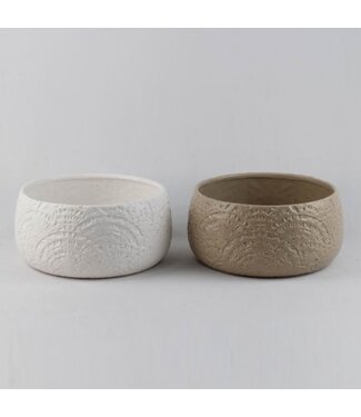 Dolomite Low Bowl Fan Relief Planters-2 Asst