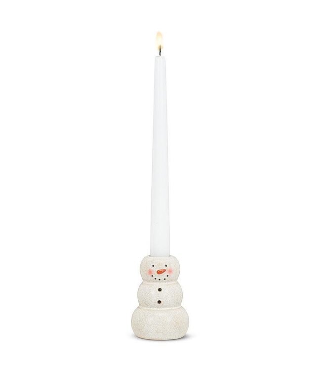 Small Happy Snowman taper Holder