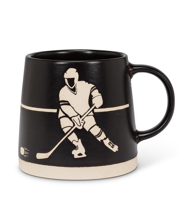 Wide Base Mug with Hockey Players