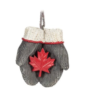 Abbott Collection Mittens with Maple Leaf Ornament