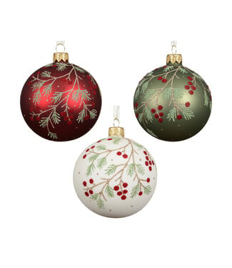 Kaemingk International Winter Greens Glass Bauble Ornament