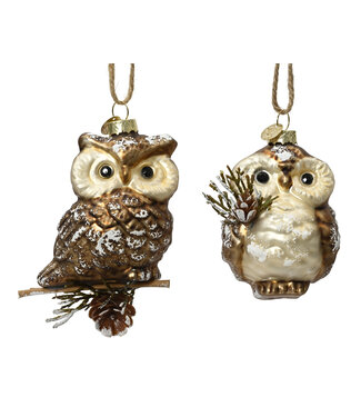 Kaemingk International Glass Owl Ornaments