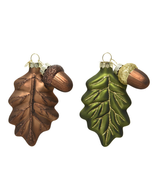 Glass Leaf Ornaments Asst.
