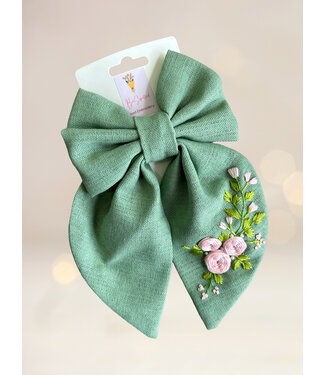 Be Spelled (c) Hand Embroidered Large Bow Clip Asst. Colours