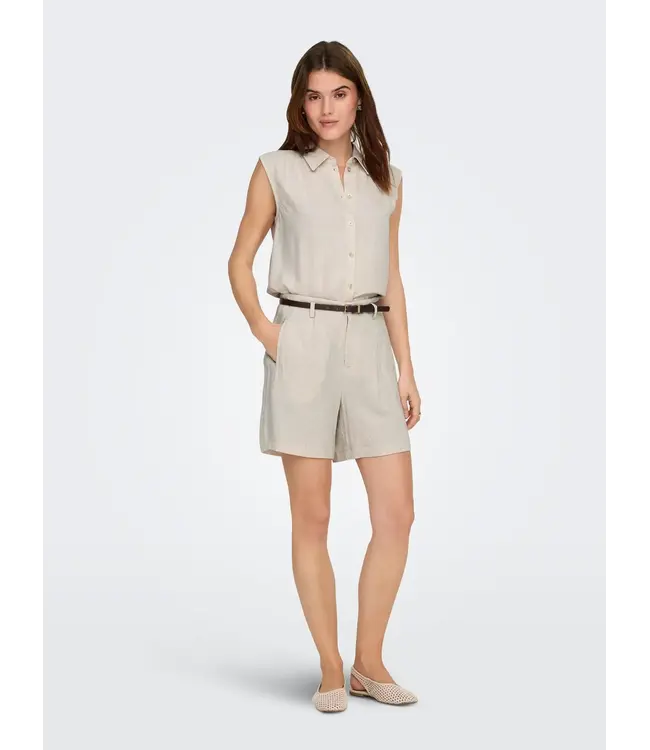 Siesta High Waist Belted Linen Short