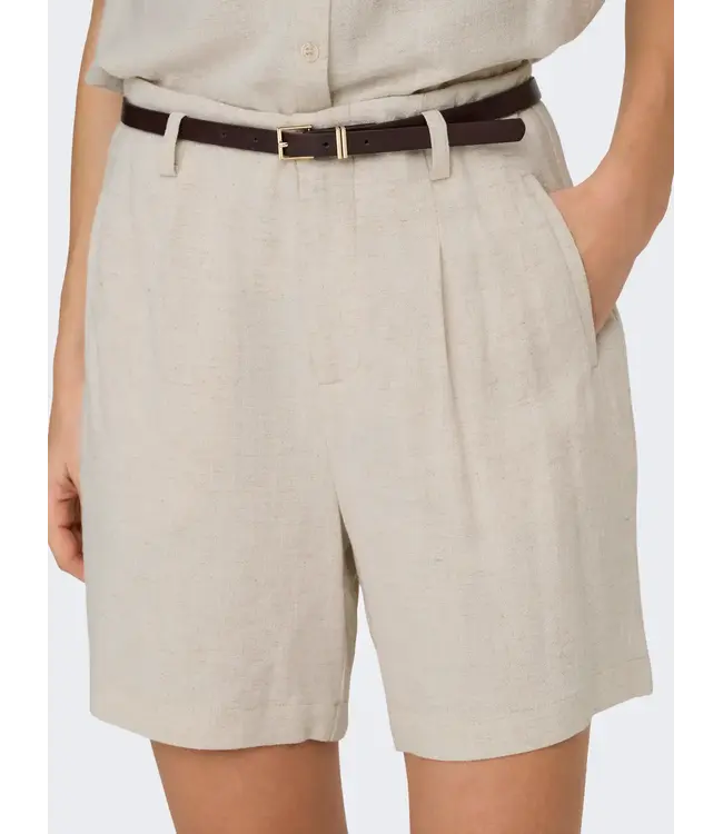 Siesta High Waist Belted Linen Short