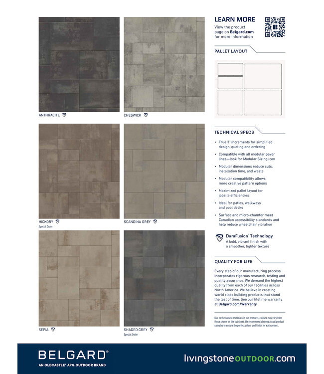 Belgard Dimensions18 3-Piece System (Smooth Finish) (Price per Pallet Layer - 11.25 SqFt)