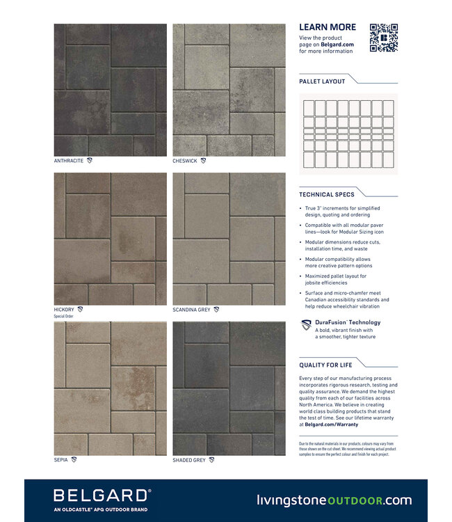 Belgard Dimensions6 3-Piece System (Smooth Finish) (Price per Pallet Layer - 12 SqFt)