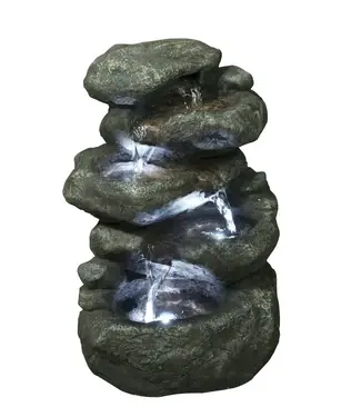 Hi-Line Gift Ltd. Fountain-5 Level Rocks W/Lights