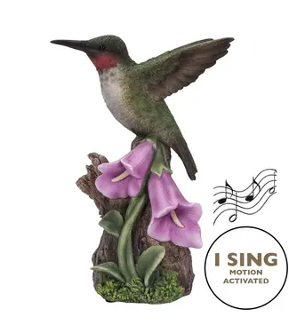 Hi-Line Gift Ltd. Motion Activated Singing Hummingbird On Foxglove