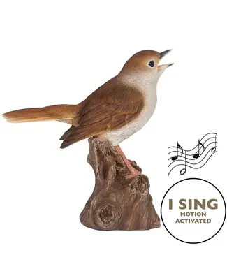 Hi-Line Gift Ltd. Motion Activated Singing Nightingale Standing On Stump