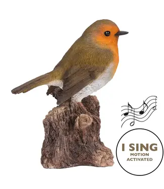 Hi-Line Gift Ltd. Motion Activated Singing Robin On Stump