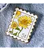 Sunflower Postage Stamp Enamel Pin